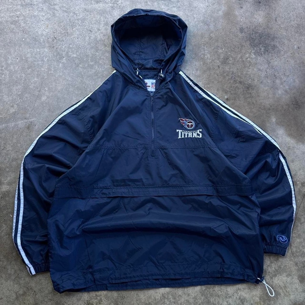 Vintage Y2K Unique Tennessee Titans NFL Windbreaker Jacket Navy Large (d1)